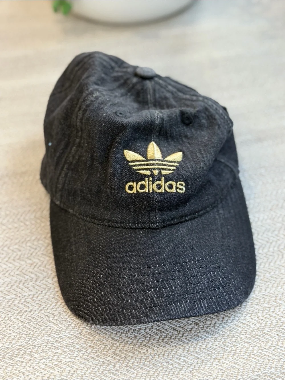 adidas Black Cap with Gold Trefoil Embroidery